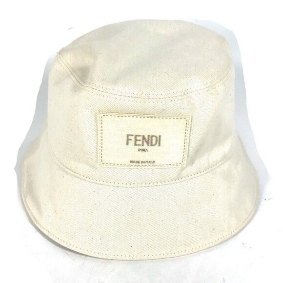 Auth FENDI FXQ801 logo bucket hat bob hat cotton Beige main image 10